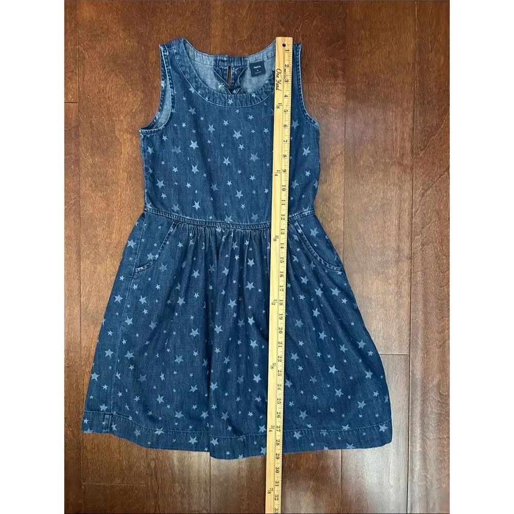 Gap Kids Star-Print Blue Denim Dress, Great 4th of July Summer Dress, Size Lg